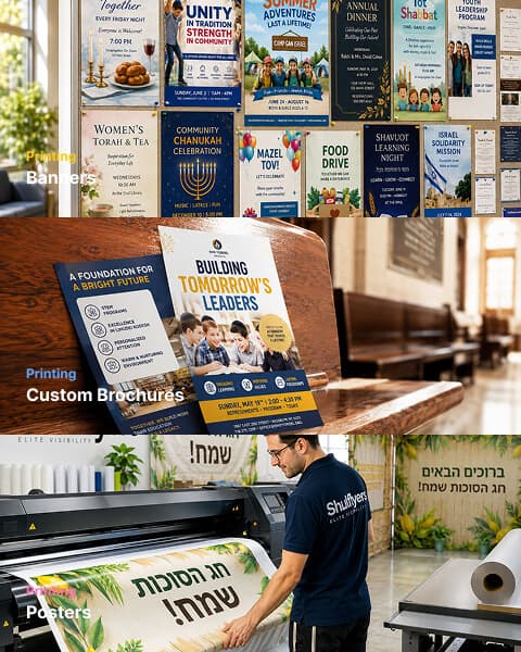 Custom brochures on display